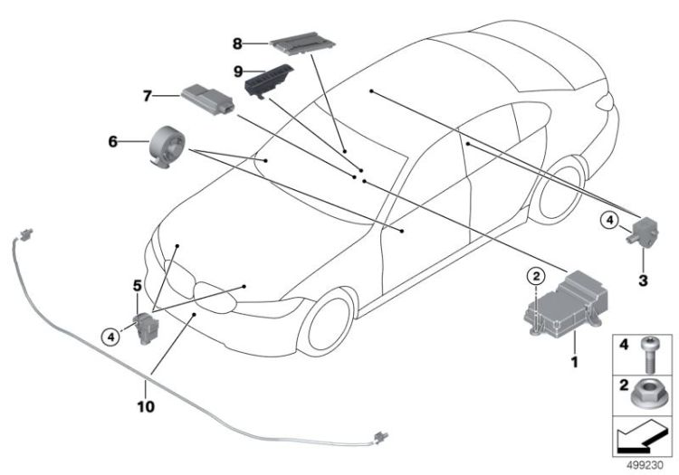 Steuergerät Airbag, Nummer 01 in der Abbildung