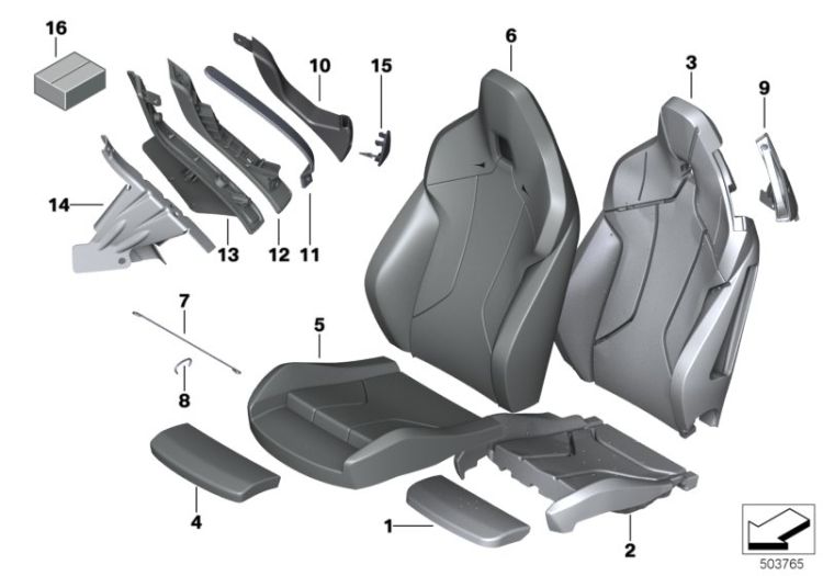 52109460860, Foam part, thigh support, Seats, Front seat, BMW  i3 I01, 521000000036551408,, Pieza gomaespuma apoyo lateral banq.