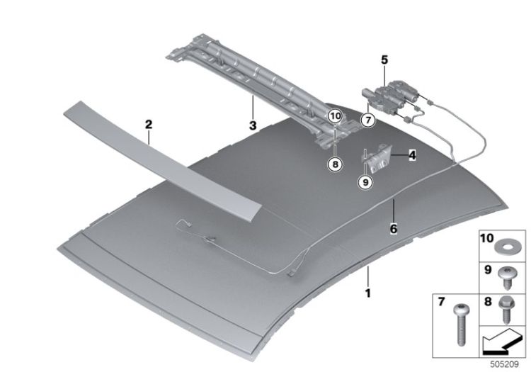 54108495831, Cover, roller type, Sliding Roof / Folding Top, Lift-up-and-slide-back sunroof, BMW X1 F48, 541000000012609376,, Copertura avvolgibile