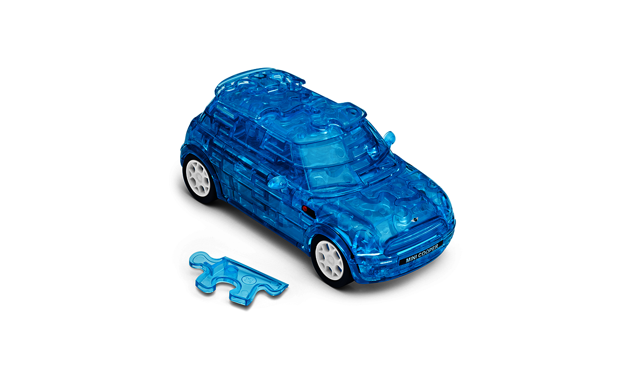 Original MINI Puzzle car 3D Cooper transparent 32, BLUE,64PCS. |  HUBAUER-Shop.de