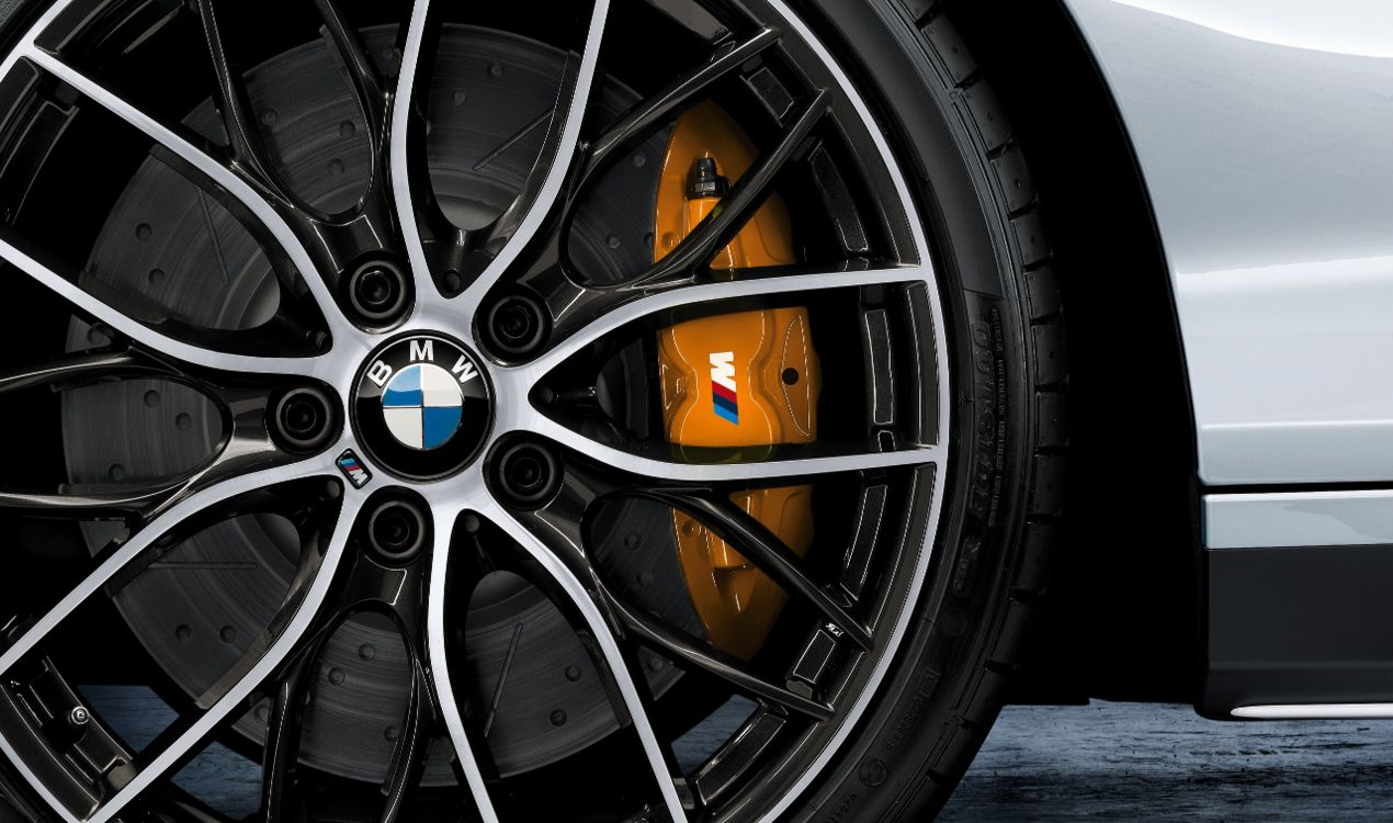 Corps d`étrier frein orange côté gauche d`origine BMW M Performance  (34206855485) | HUBAUER-Shop.de
