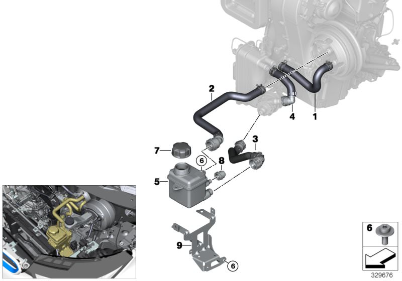 Flexible retour liquide refroidissement d`origine BMW (64219292731) |  HUBAUER-Shop.de