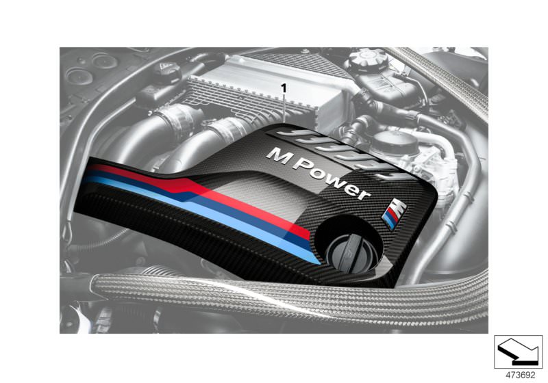 Original BMW Motorabdeckung Carbon M Performance (11122413815)