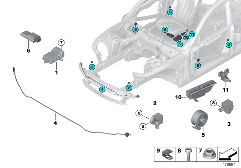 Capteur protection piétons PTS d`origine BMW (65766833256) | HUBAUER-Shop.de