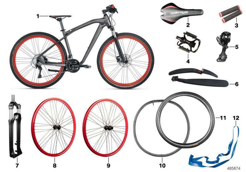 Original M bike saddle BLACK/RED | HUBAUER-Shop.de