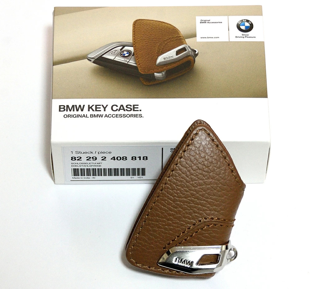 Original BMW Schlüsseletui mit Edelstahlspange sattelbraun