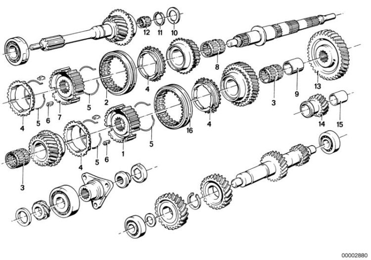 Reverse gear with bush, Number 14 in the illustration