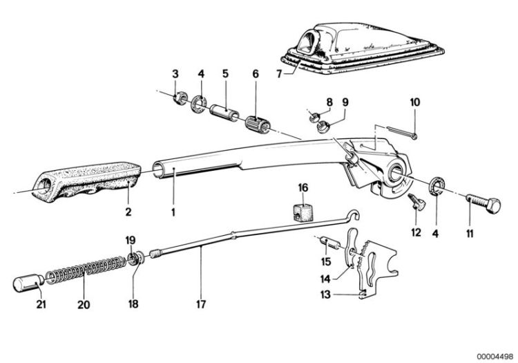 34411117184 Handbrake lever Brakes Handbrake lever BMW 7er E32 E23 >4498<, Leva freno a mano