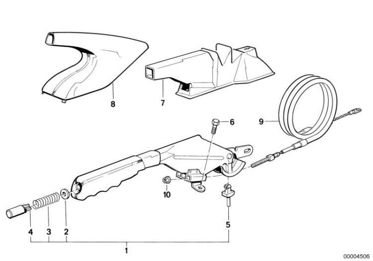 Leather handbrake lever, Number 01 in the illustration