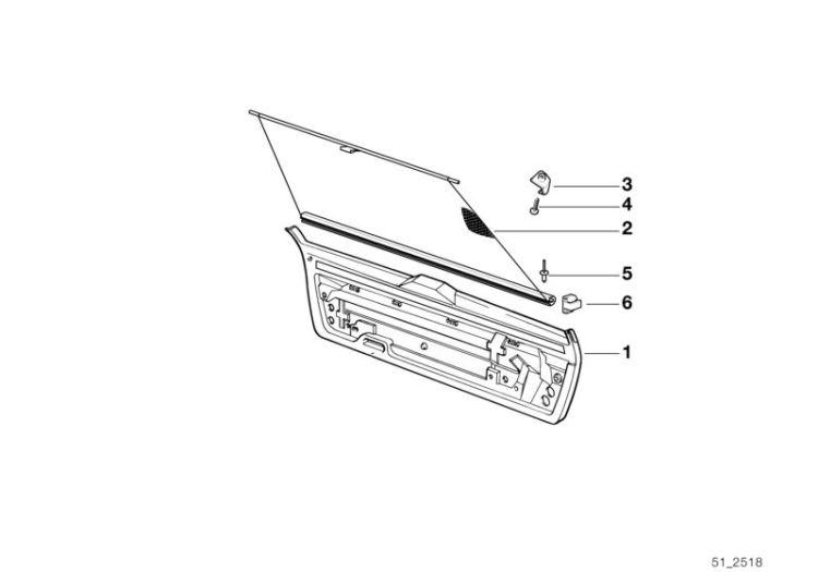 51492489619 LOWER TAIL LID TRIM PANEL Vehicle trim Luggage compartment BMW 5er E39 E34 >6850<, Rivestimento portellone post. inferiore