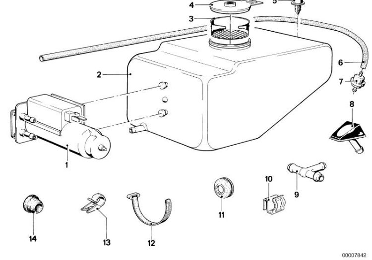 Pompe de lave-glace, numéro 01 dans l'illustration