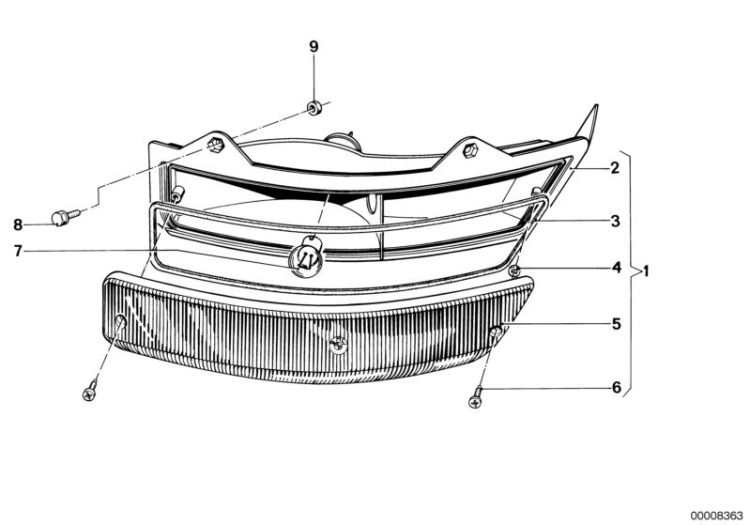 63131355143 Gasket Lighting indicators front side BMW 5er E28 E12 >8363<, Guarnizione