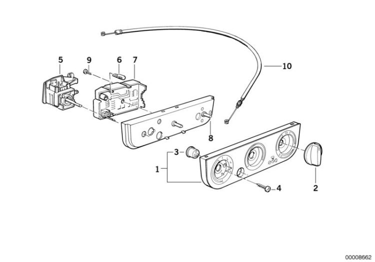 64111387328 Base plate Heater and Air Conditioning Control BMW 5er E12 E36 >8662<, Piastra di attacco