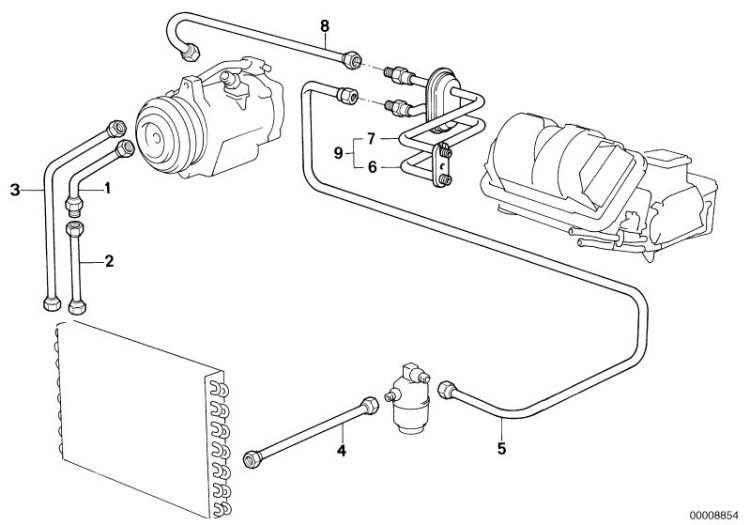 Druckleitung Kompressor-Kondensator, Nummer 02 in der Abbildung