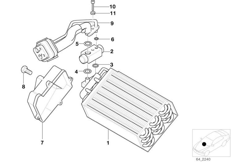 64111376851 EVAPORATOR COVER Heater and Air Conditioning Evaporator  Expansion valve BMW Z8 Roadster E52 64111372509 E30 Z3 >8960<, Tapa de evaporador