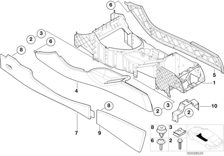 Garniture cons.centrale avant gauche, numéro 07 dans l'illustration
