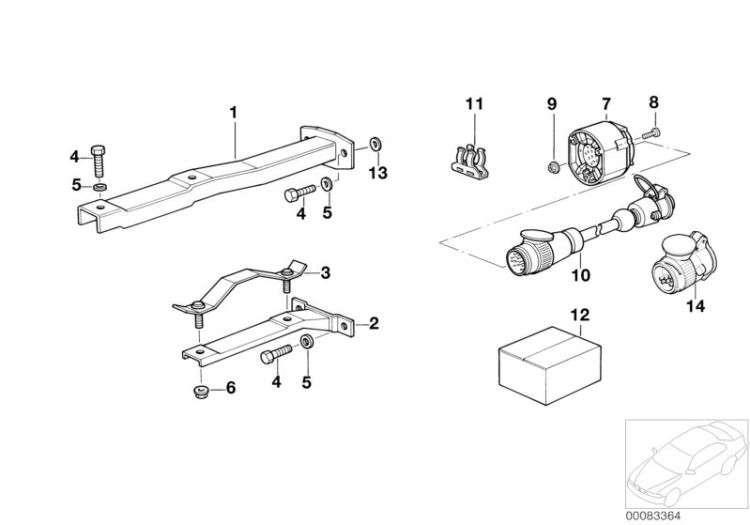 Trailer hitch/electr.attaching parts ->