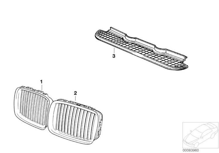 51131977679 Grille Vehicle trim exterior trim  grille BMW 5er E12 E36 >83960<, Rejilla