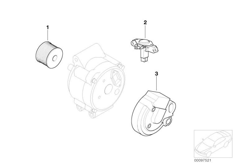 Pulley alternator, Number 01 in the illustration