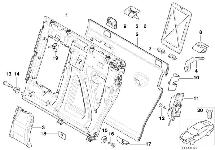 52207015040 Hinge Seats Rear seat BMW X5 E70 E46 E53 >99163<, Cerniera