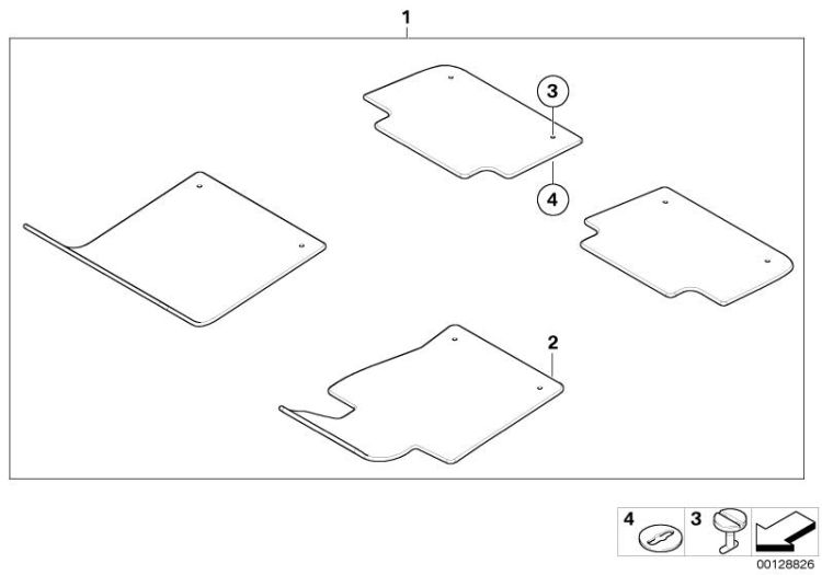 Set of floor mats Velours, Number 01 in the illustration