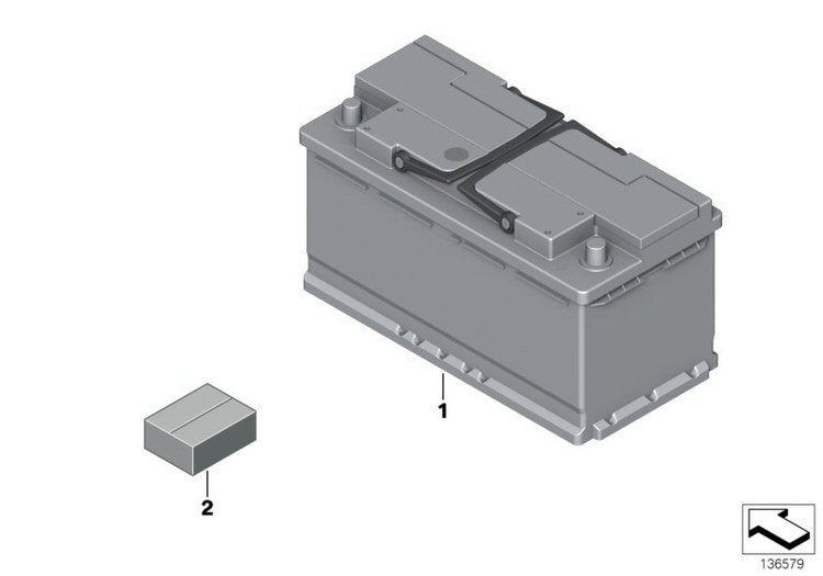 Original BMW battery, filled ->59644160967