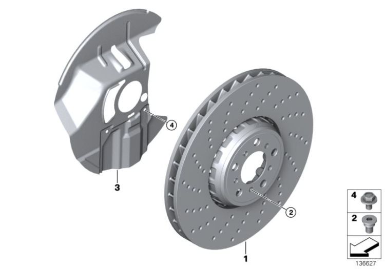 Brake disc ventilated, perforated, right, Number 01 in the illustration