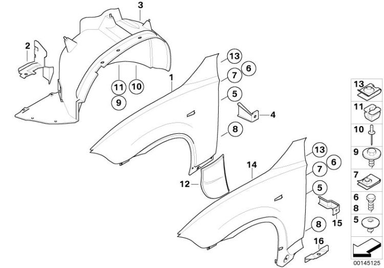 51713420432 Cover wheel housing front right Bodywork Front body BMW X3 F25 E83N >145125<, Recubrimiento, cubrerrueda, delant, der