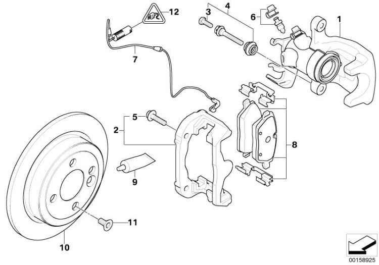 Palpeur d`usure garnitures de freins, numéro 07 dans l'illustration