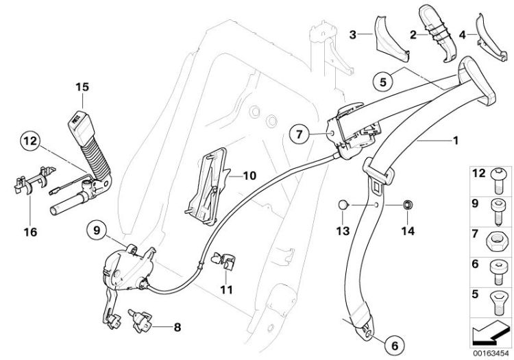52107008593 Clip Restraint system and Accessories Seatbelts BMW 3er F30 E46 E64 E64N >163454<