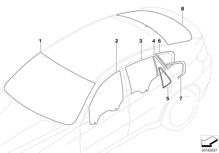 51317179744 Green windscreen rain sensor Vehicle trim Glazing BMW X6 F16 E72 E71 >163537<, Parabrisas verde, sensor de lluvia