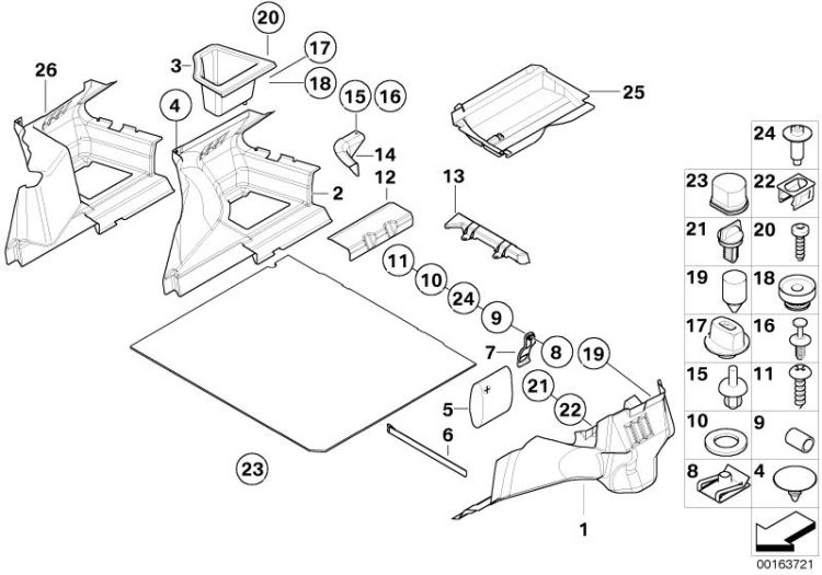 Trim panel left, Number 01 in the illustration