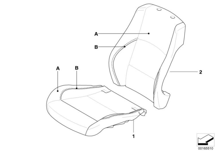Cover,backrest,sports seat,leather right, Number 02 in the illustration