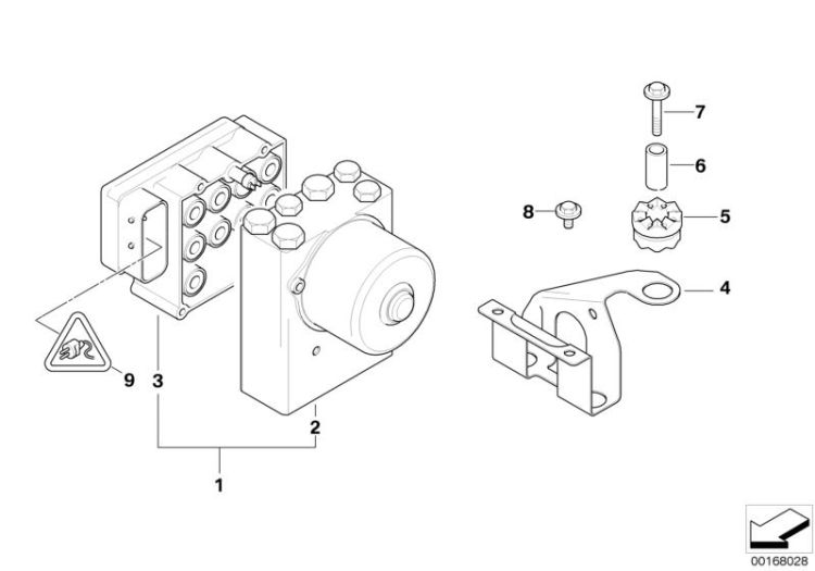 34511164362 BRACKET HYDRO UNIT Brakes control systems BMW Z8 Roadster E52 E36 Z3 >168028<, Sostegno gruppo idraulico