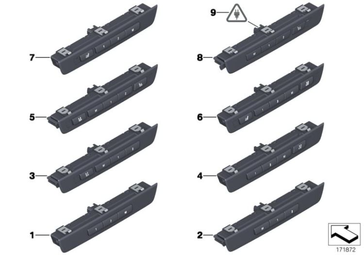 Op. unit, suppl. seat functions, front ->47199130275