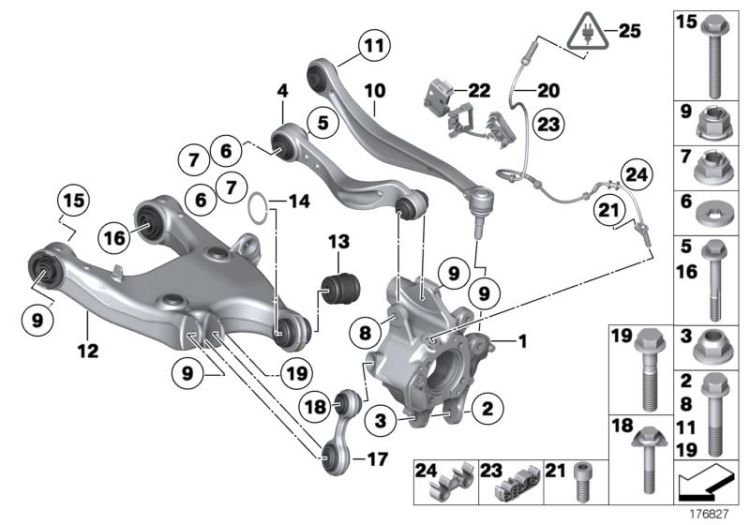 Rear axle support/wheel suspension ->57459524150