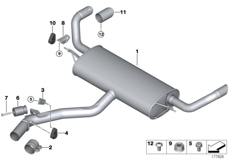 Tailpipe trim, chrome, left, Number 11 in the illustration