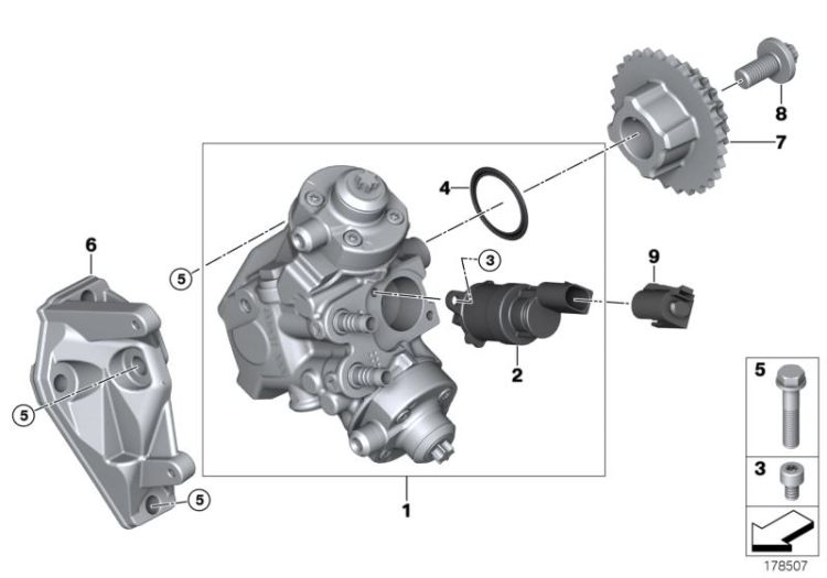 13518577655 Exch high pressure pump Fuel Preparation System Fuel injection system BMW 7er F01 13517805420 F07 F10 F11 F01 E71 >178507<, Pompa ad alta pressione