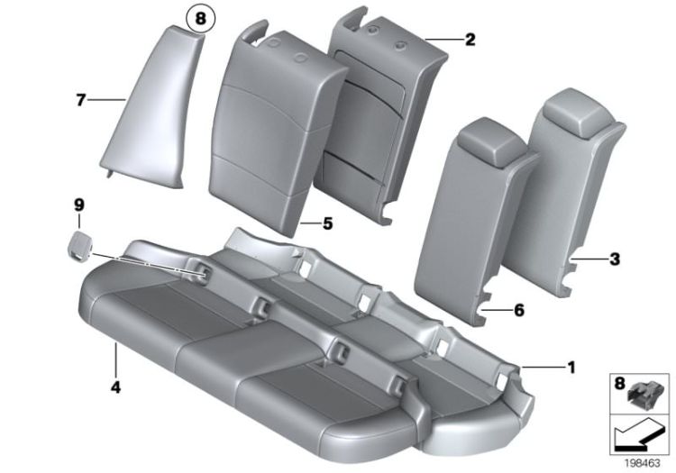 Seat, rear, cushion, & cover, basic seat ->51923523552