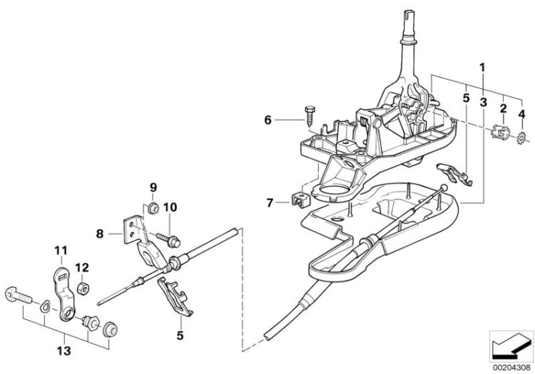 25161421823 Bowden cable Gearshift Gear shift parts automatic gearbox BMW 8er E31 E38 >204308<, Cable Bowden