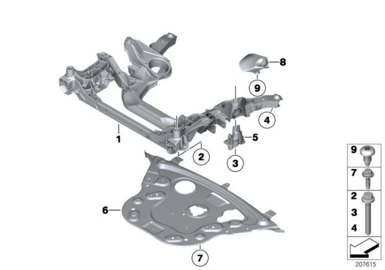 31116777727 Reinforcement plate Front Axle Front axle suspension BMW 7er G11 F07 F12 F13 F06 F04 >207615<, Piastra di rinforzo