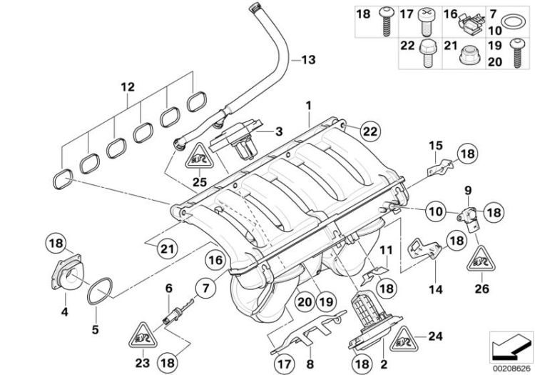 11157559527 Vent hose Engine Intake manifold BMW 5er F11 E93 E92 E90 E91 F10 F11 E63N >208626<, Tubo flessibile di ventilazione