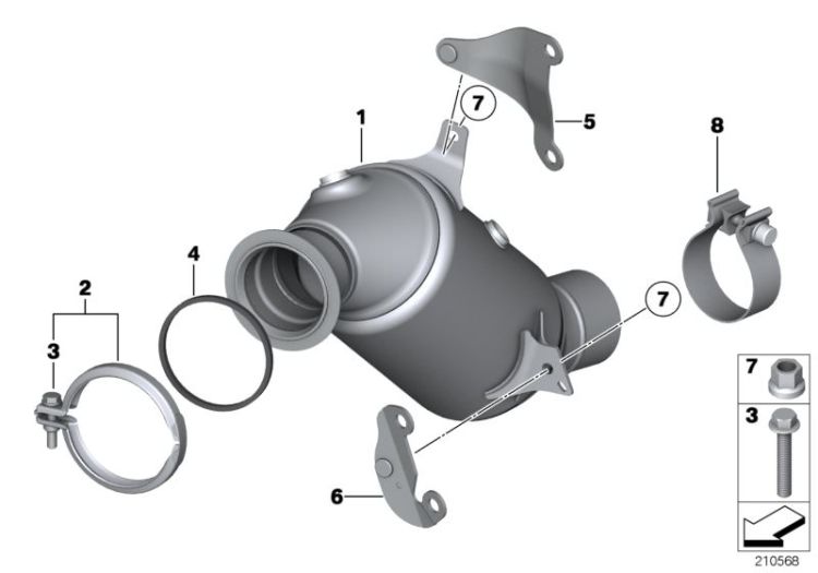 Halter motornaher Katalysator, Nummer 06 in der Abbildung