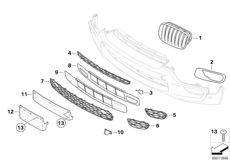 Trim, towing lug, primed, right, Number 03 in the illustration