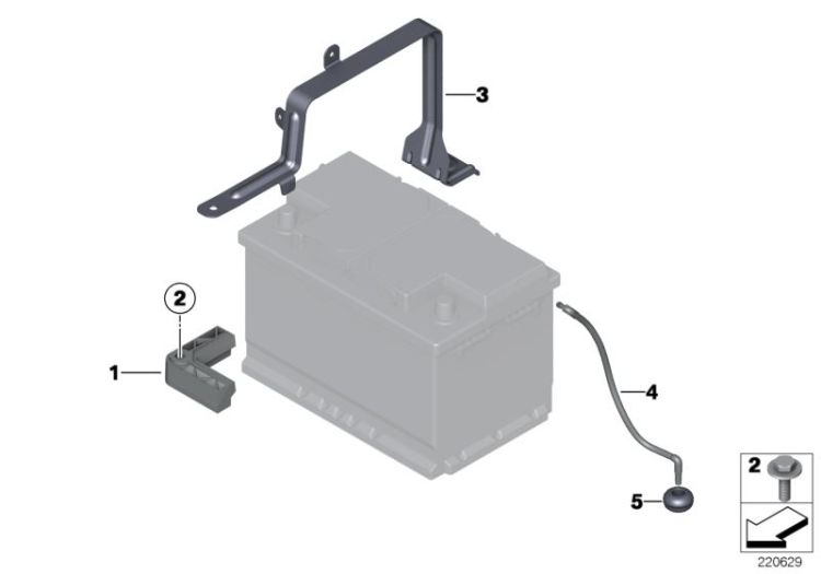 Battery clamp bracket, Number 01 in the illustration