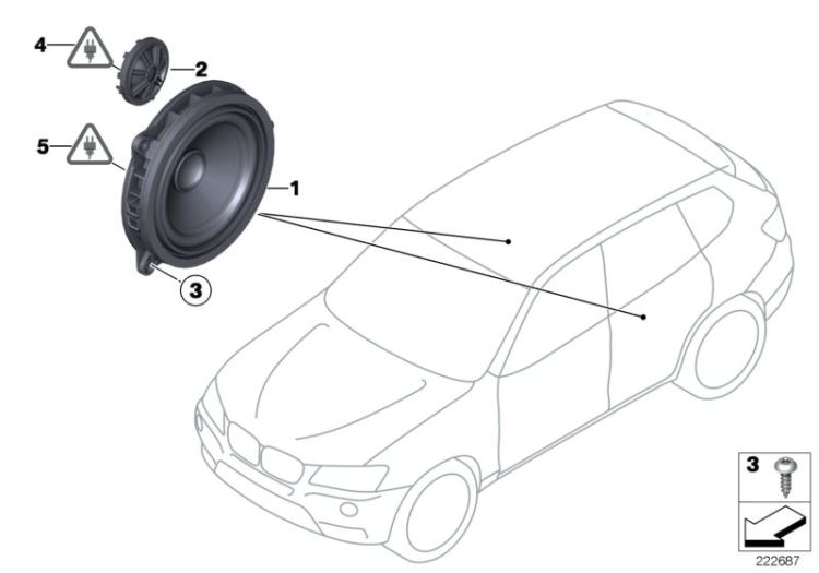65136813597 Tweeter Audio Navigation Electronic Systems Single parts loudspeaker BMW X4 X4  X3  >222687<, Altoparlante toni alti