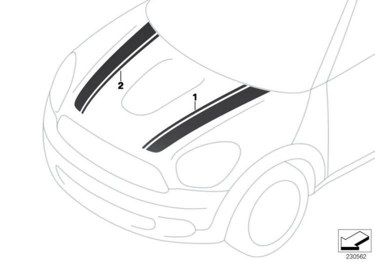 51149807178 Trim strip white right Vehicle trim Labels and ornamental strips Mini Paceman Paceman  51149806314 Countryman  Paceman  >230562<, Nastro decorativo bianco destro