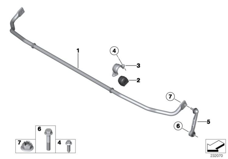Rear swing support, Number 05 in the illustration