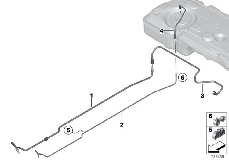 16122754413 Line clip double Fuel Supply Fuel feed Mini Paceman Paceman  Clubman  Clubman N Cabrio  Cabrio N Coupé  Roadster  Countryman  Paceman  >237466<, Clip tubería doble