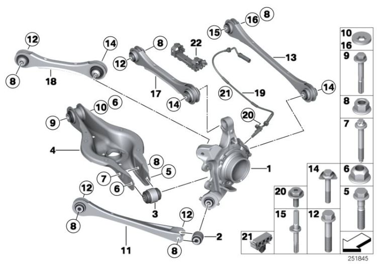 Rear axle support/wheel suspension ->48922523087